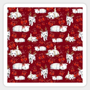 Christmas westies red pattern Sticker